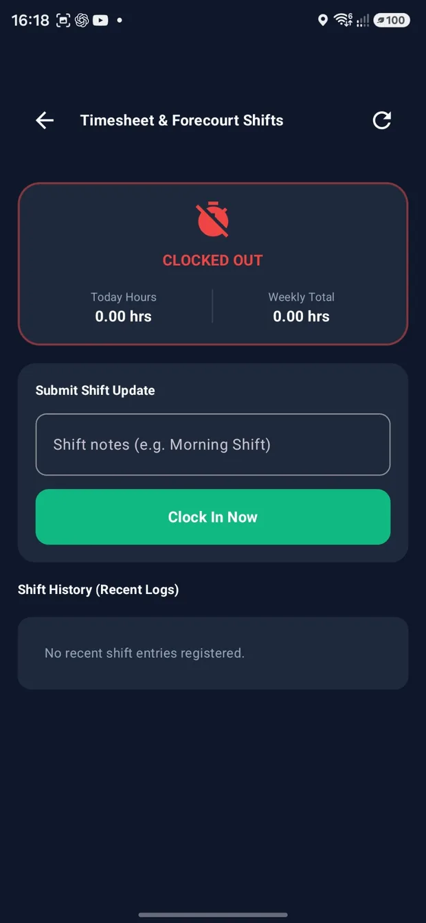 Timesheet clock-in